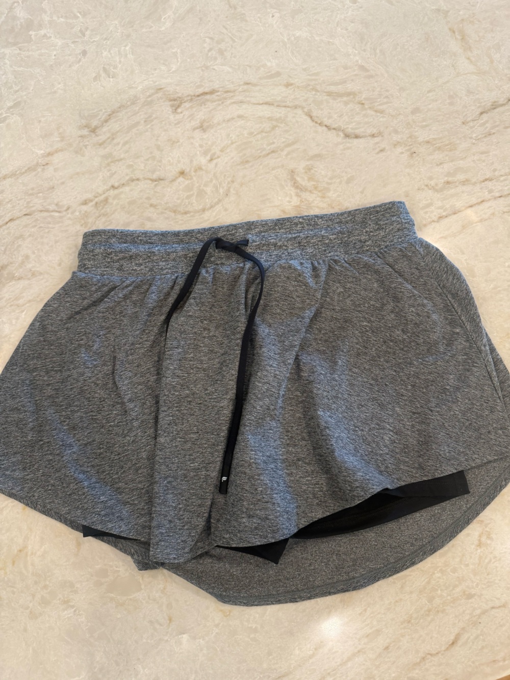 Fabletics Heather Gray Layered Athletic Skort with Black Drawstring